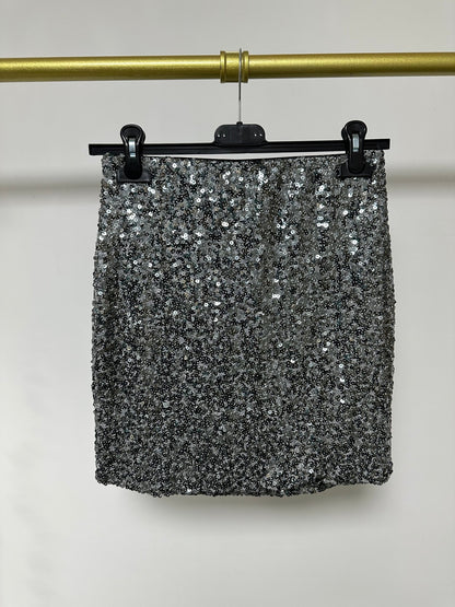 CARMEN szürke ezüst flitteres mini szoknya - BELADY