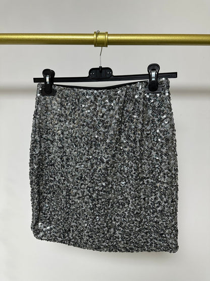 CARMEN szürke ezüst flitteres mini szoknya - BELADY