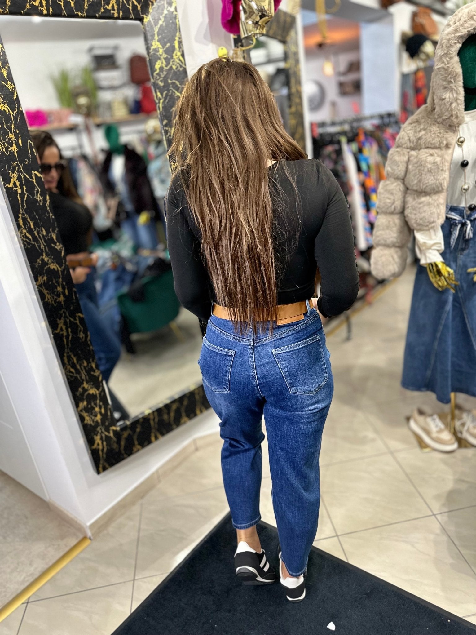 DINA elasztikus baggy farmer nadrág övvel - BELADY