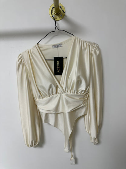 DORIN hosszú bézs, fehér gyöngyház felső / body - BELADY