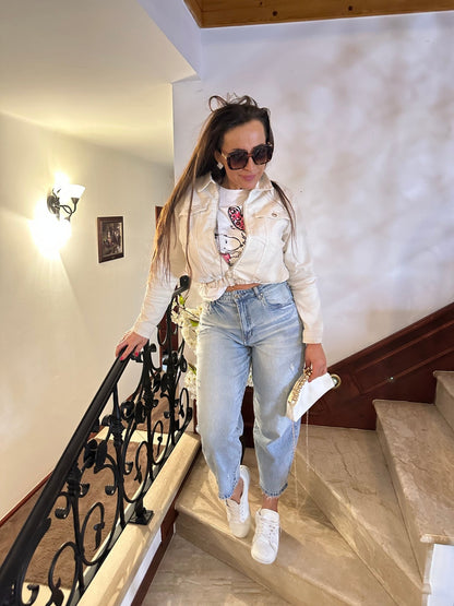 EDINA világos baggy farmer nadrág övvel - BELADY