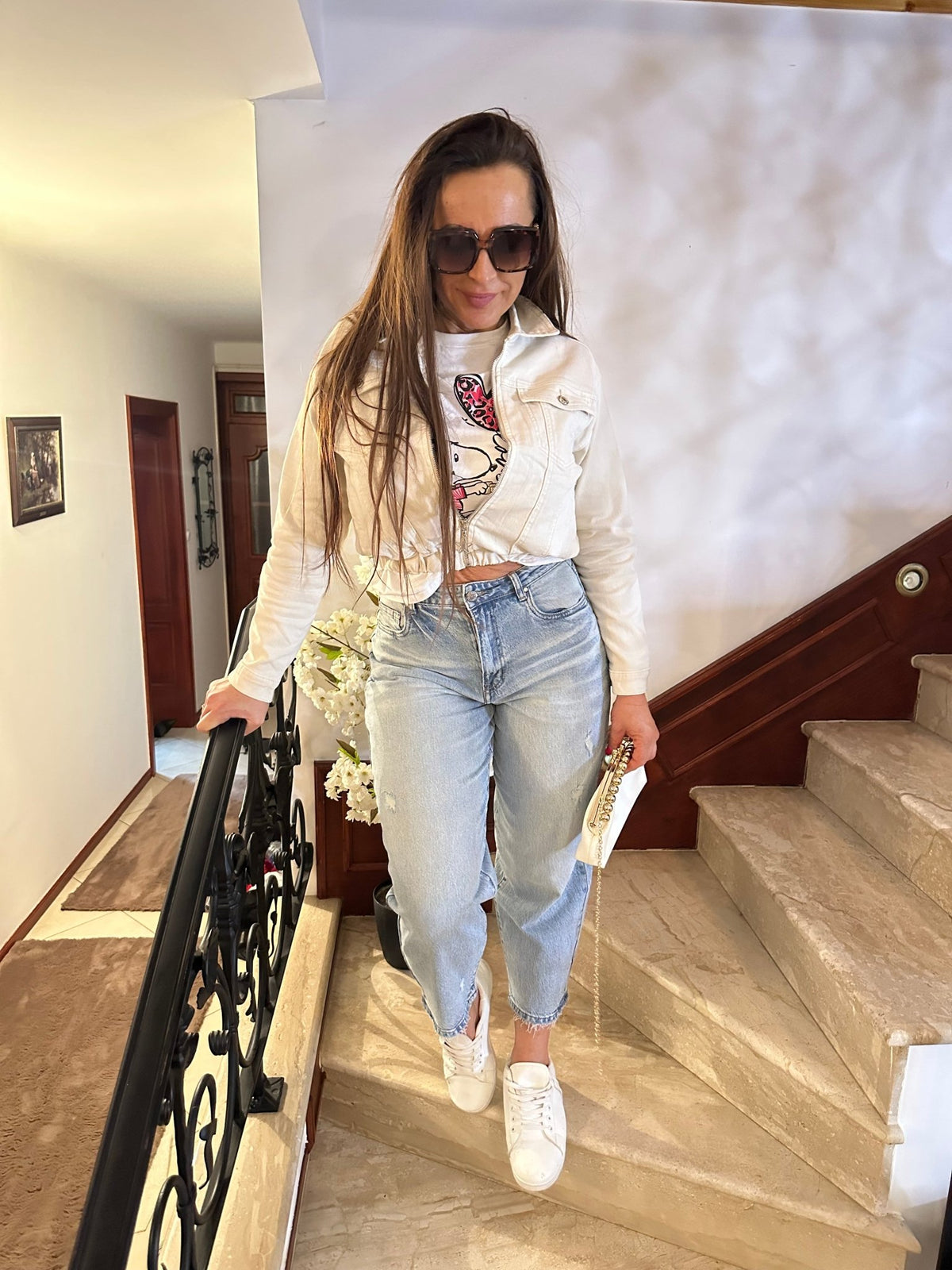 EDINA világos baggy farmer nadrág övvel - BELADY