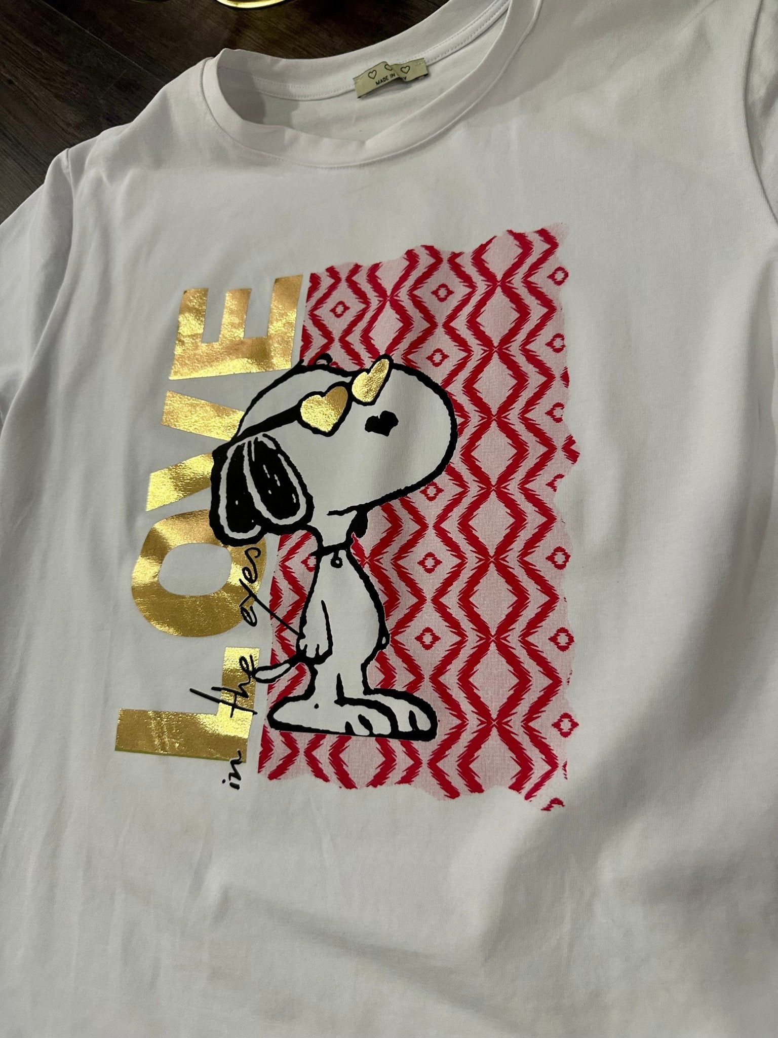 Fehér piros arany SNOOPY mintás póló - BELADY