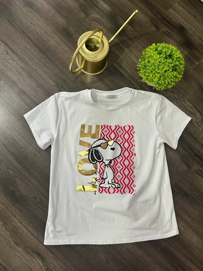Fehér piros arany SNOOPY mintás póló - BELADY