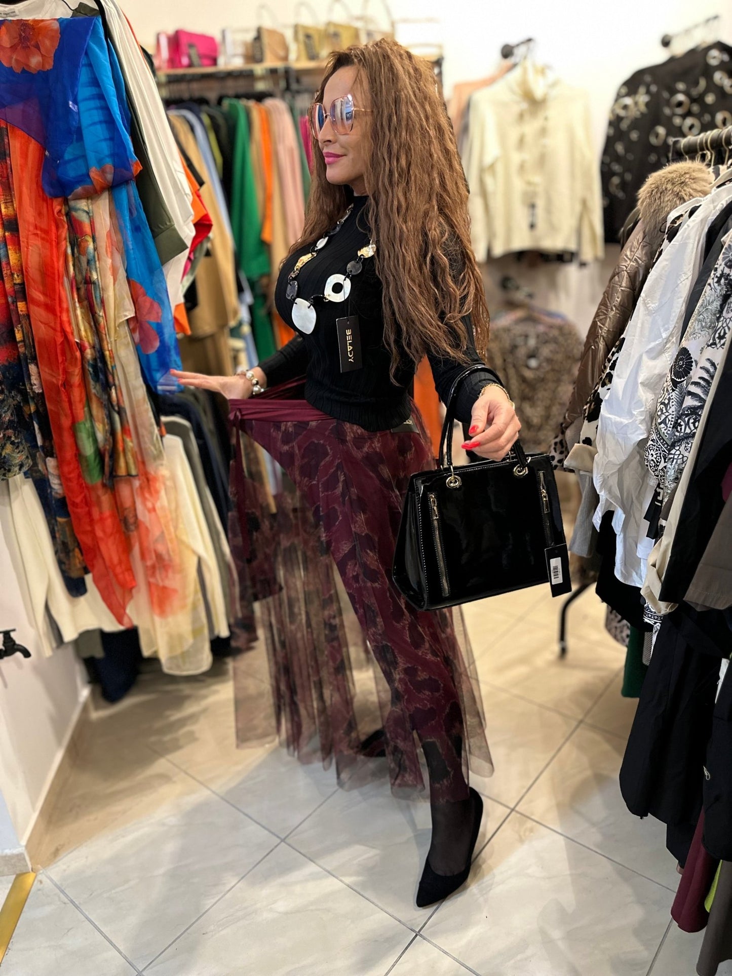 GEORGINA bordó fodros álom szoknya - BELADY