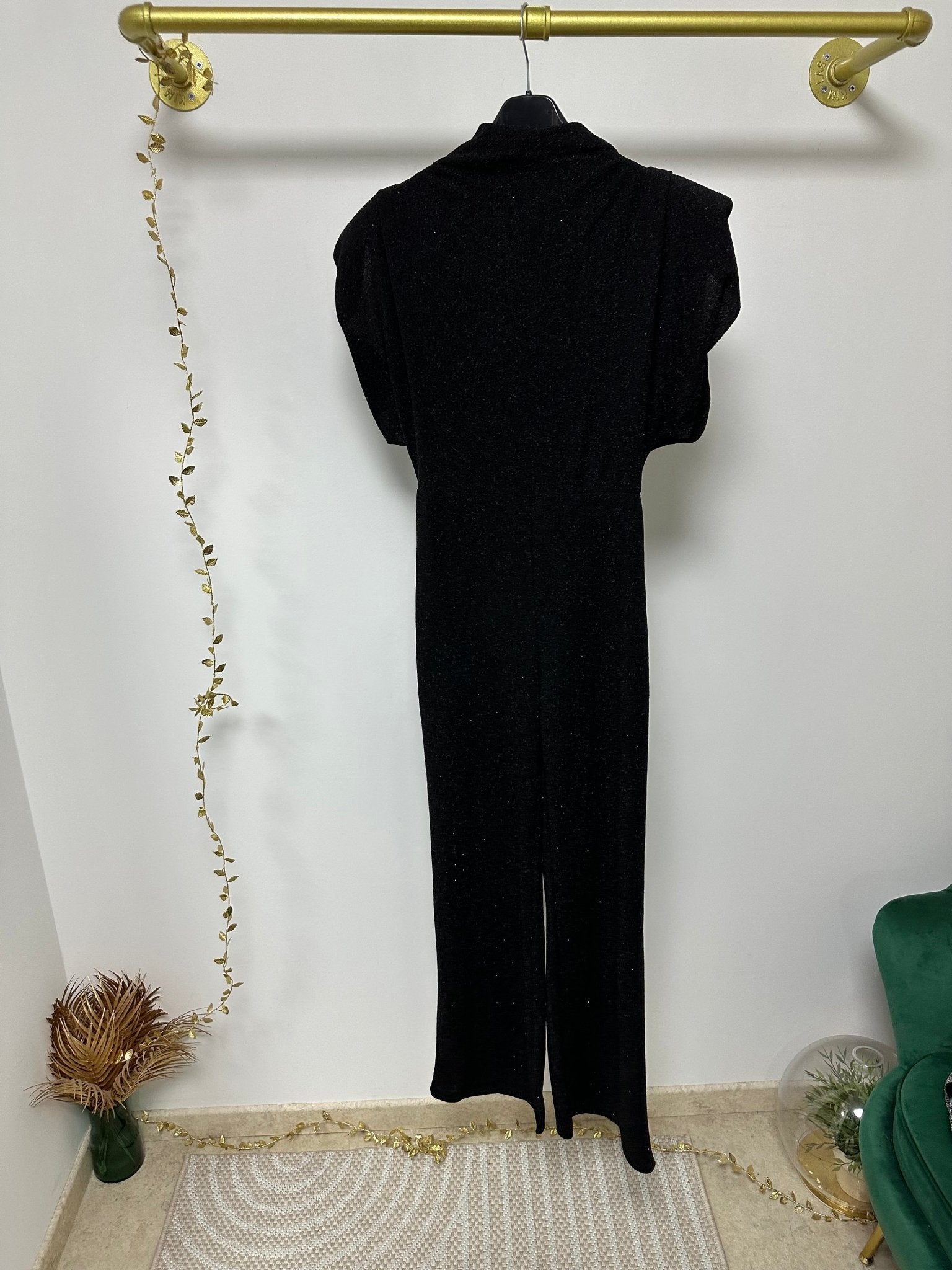 GLÓRIA fekete ezüst csillogó ünnepi overál - BELADY