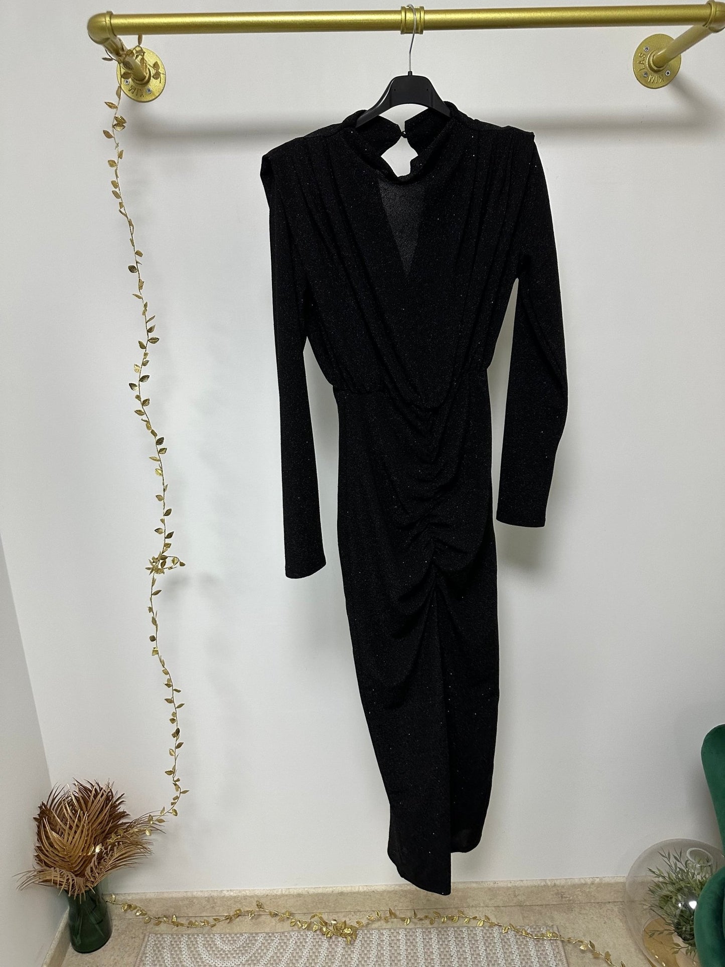 GLÓRIA fekete ezüst csillogó ünnepi ruha - BELADY