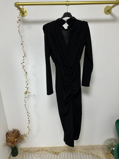 GLÓRIA fekete ezüst csillogó ünnepi ruha - BELADY