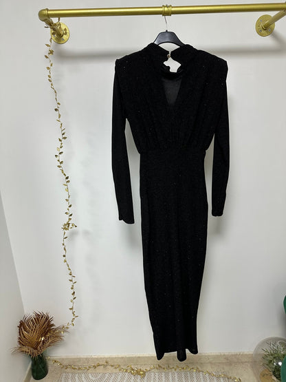 GLÓRIA fekete ezüst csillogó ünnepi ruha - BELADY