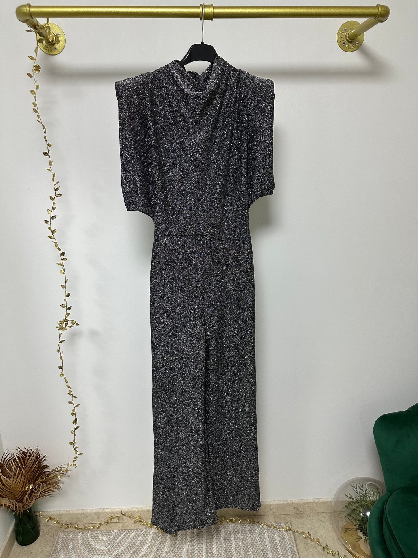 GLÓRIA szürke ezüst csillogó ünnepi overál - BELADY