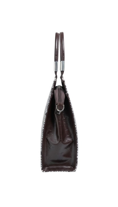 HELENA snake patterned grey brown faux leather bag