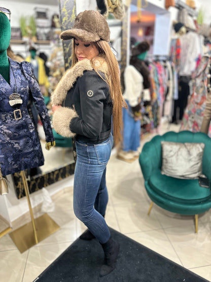 IRINA fekete szőrme bélelt kabát - BELADY