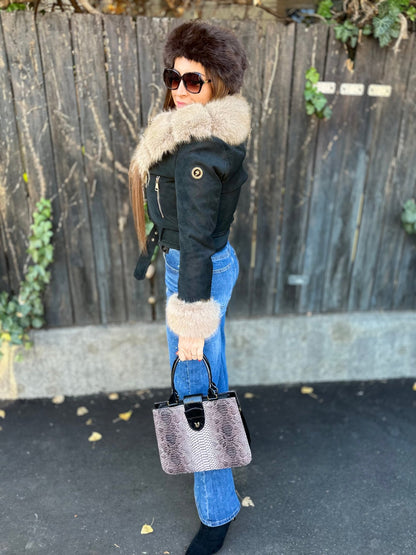 IRINA fekete szőrme bélelt kabát - BELADY