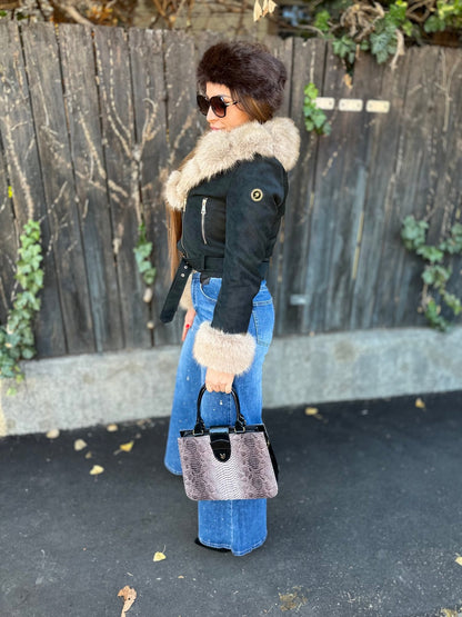 IRINA fekete szőrme bélelt kabát - BELADY