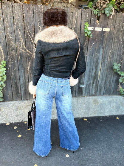 IRINA fekete szőrme bélelt kabát - BELADY