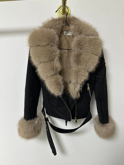 IRINA fekete szőrme bélelt kabát - BELADY