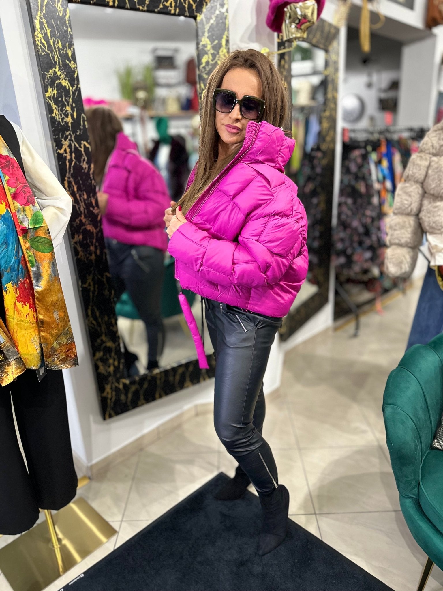 JANE magenta / pink pufi téli kabát - BELADY
