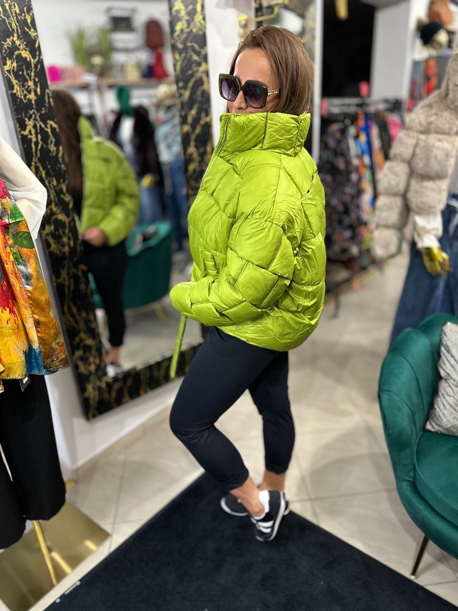 JANE pisztácia zöld pufi téli kabát - BELADY