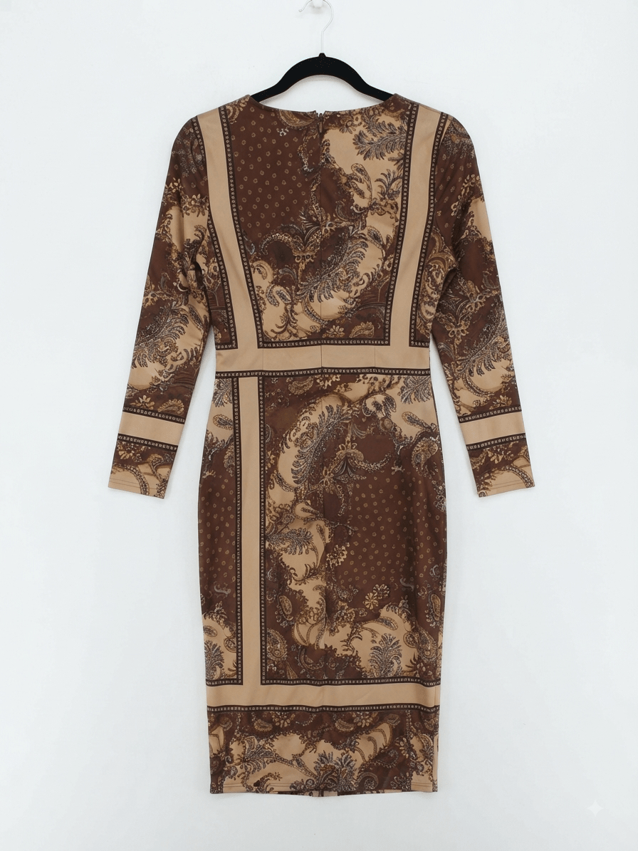 JLO barna arany mintás ruha - BELADY