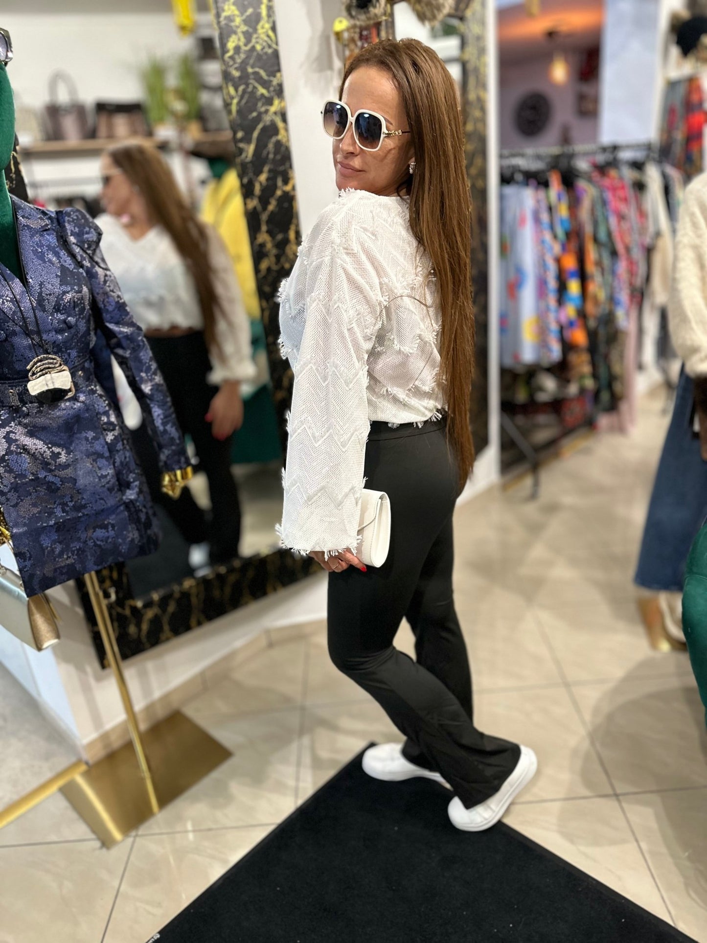 KAMILLA fehér hosszú ujjú könnyed felső - BELADY