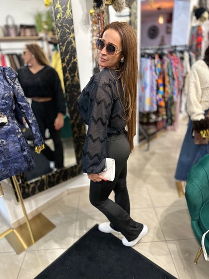 KAMILLA fekete hosszú ujjú könnyed felső - BELADY