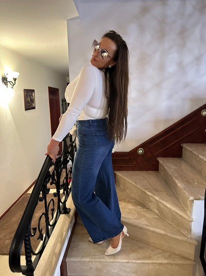 KATALIN bő szárú trapéz farmer nadrág - BELADY