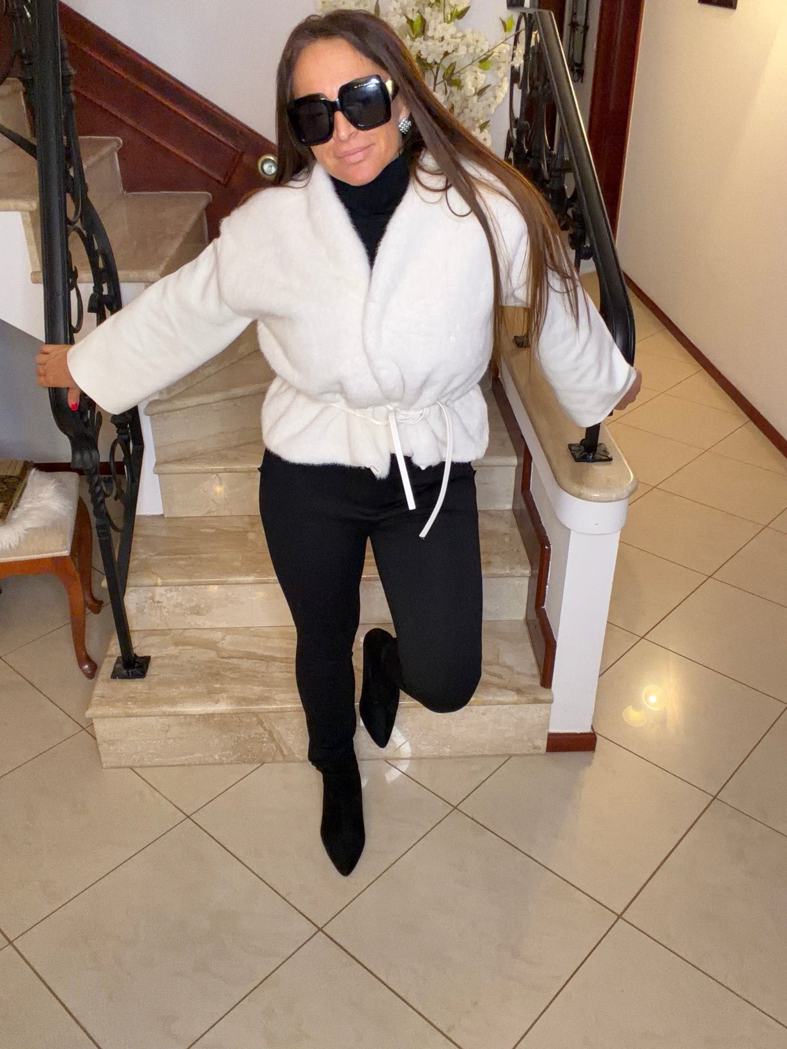 KATERINA fehér szőrme bunda kabát - BELADY