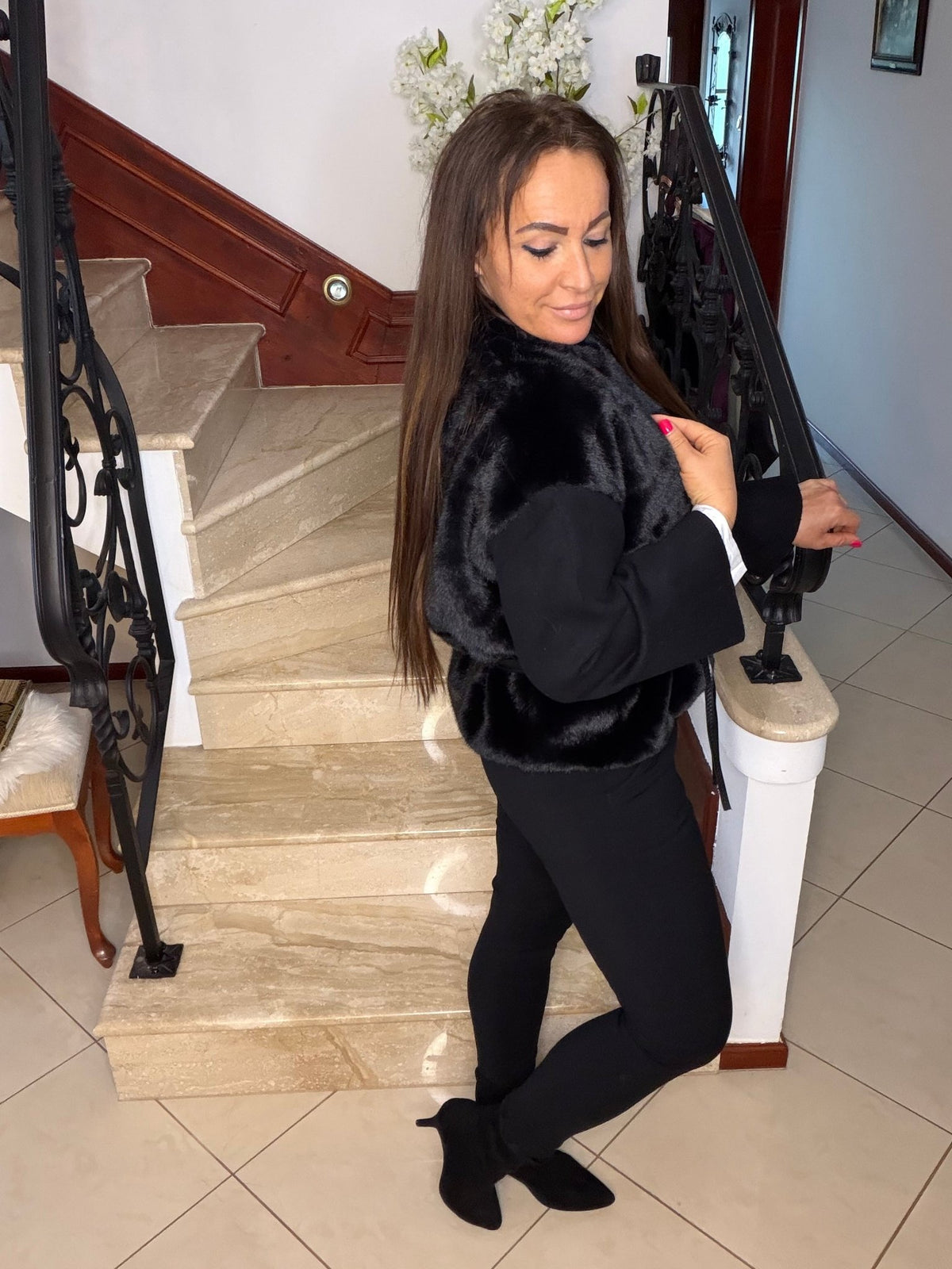 KATERINA fekete szőrme bunda kabát - BELADY