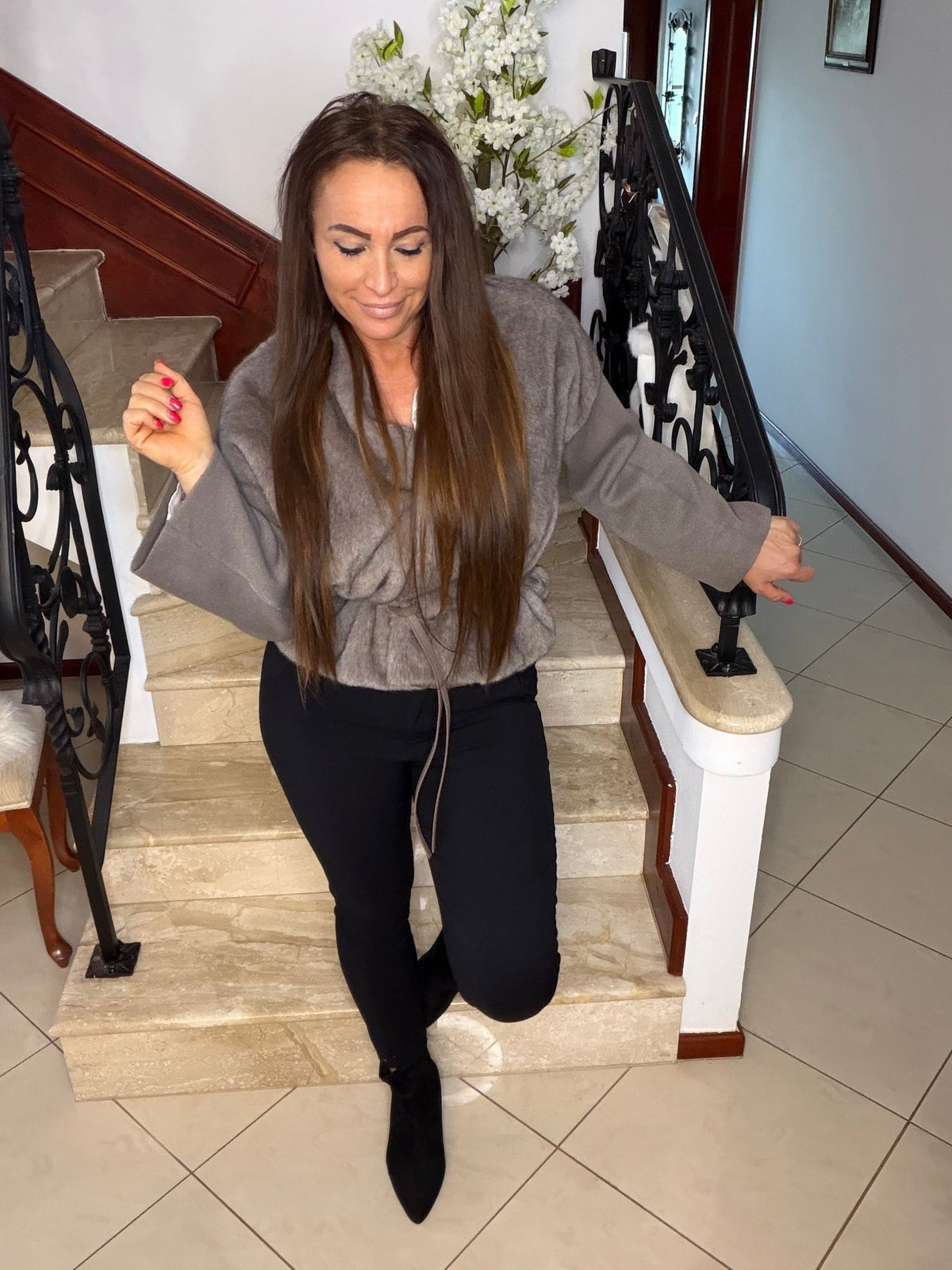 KATERINA mogyoró barna szőrme bunda kabát - BELADY