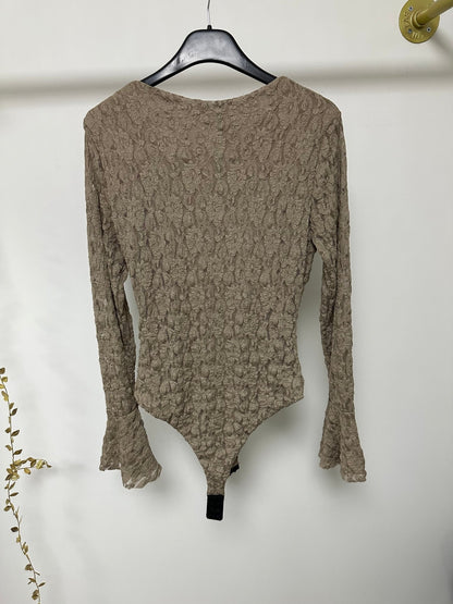 KATI hosszú barna csipke felső / body - BELADY