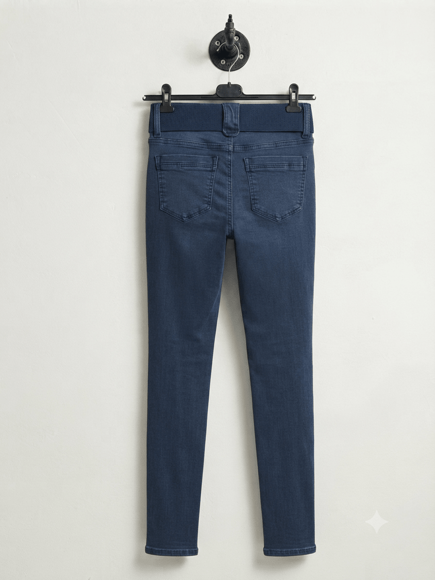 LARISSA kék skinny elasztikus farmer nadrág övvel - BELADY