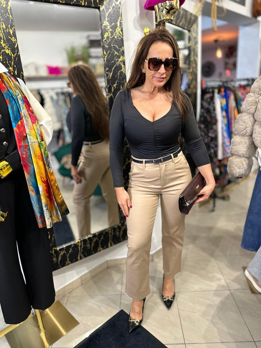 LÉNA fekete hosszú ujjú body / felső - BELADY