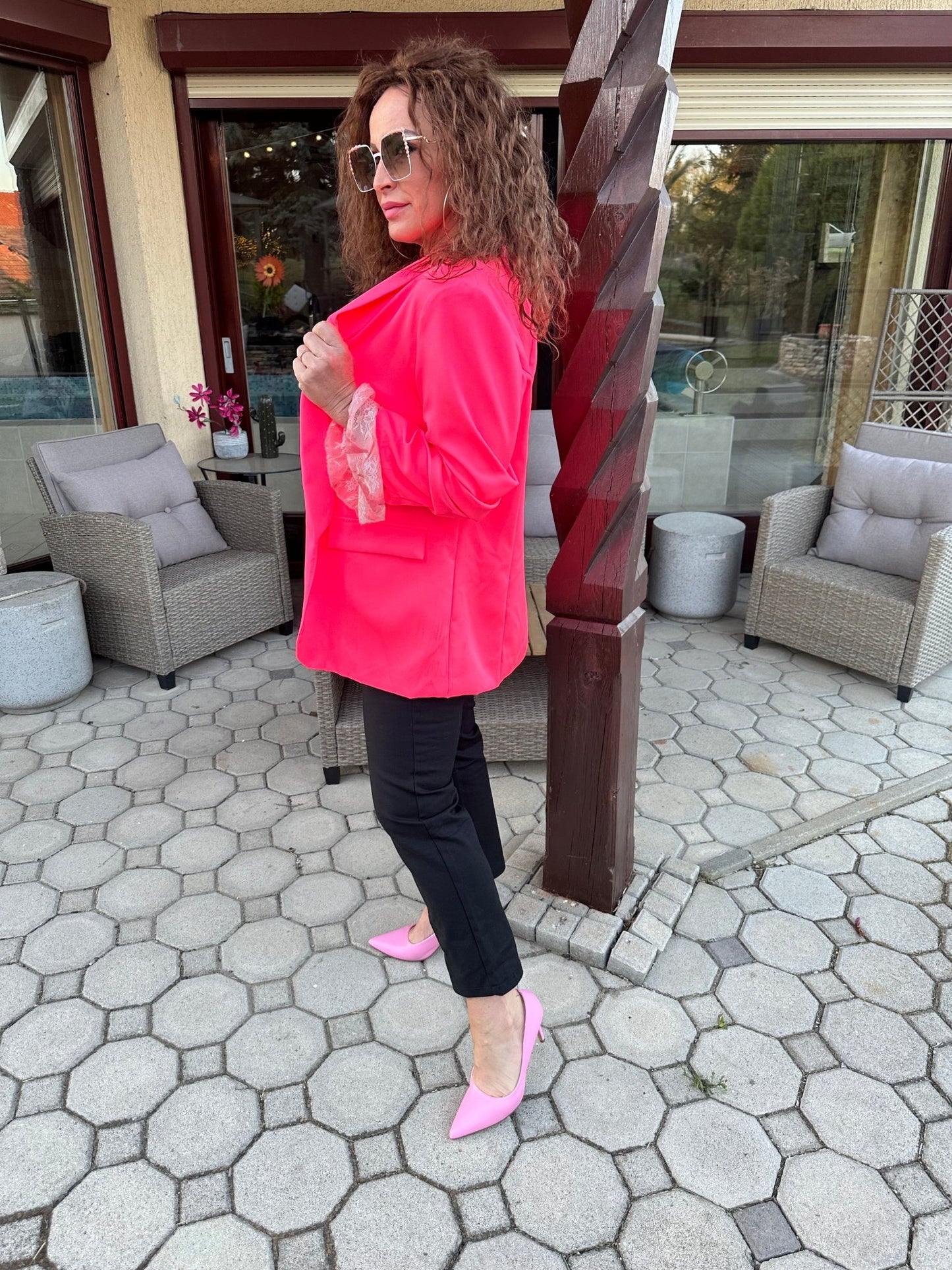 LINDA neon pink színű zakó / blézer - BELADY