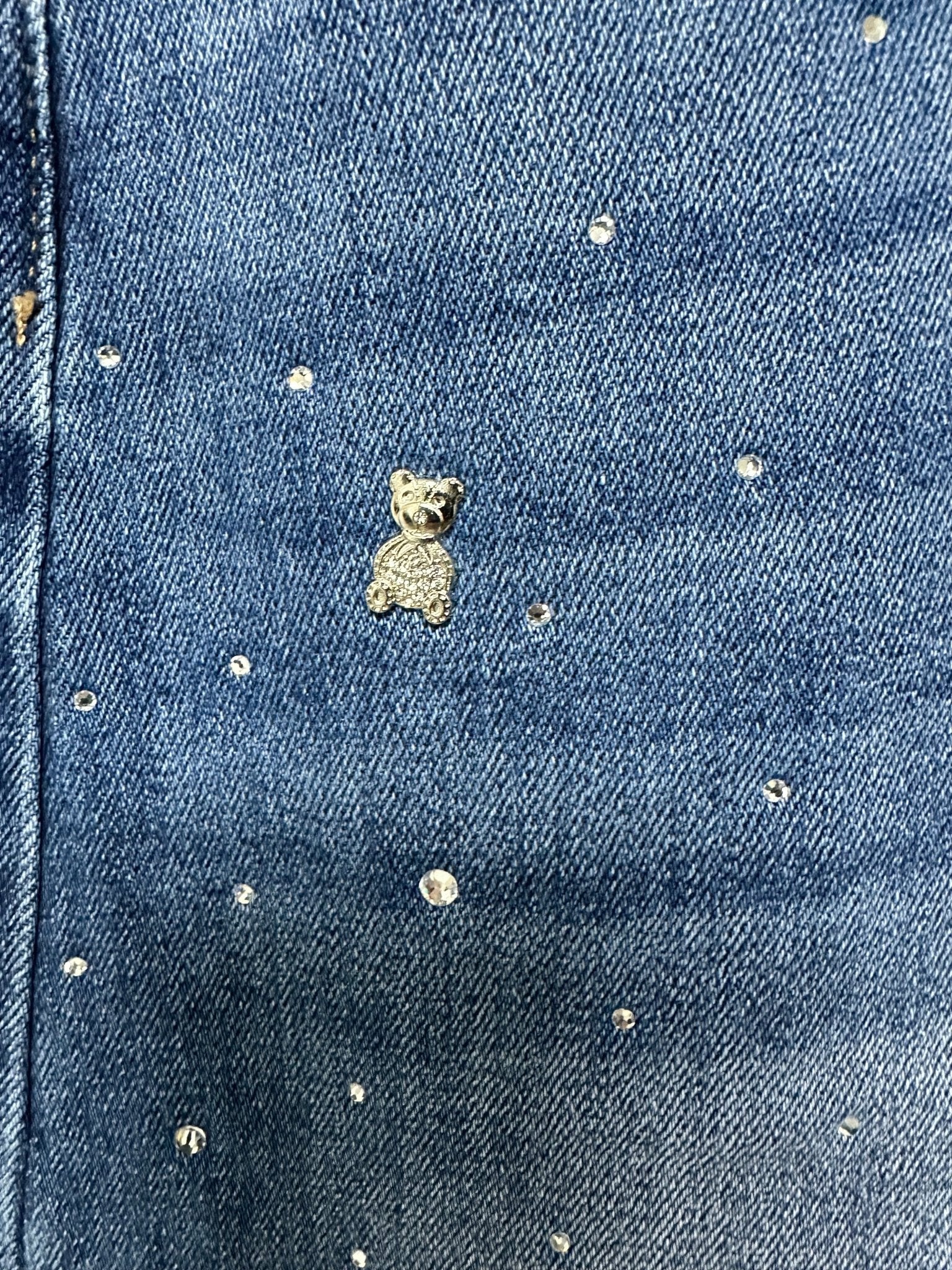 LIZA mom fit bő szárú köves, macis farmer nadrág - BELADY