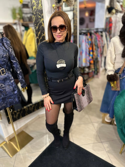 LOTTI hosszú fél garbó fekete felső / body - BELADY