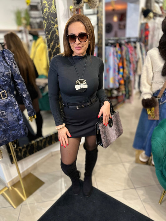 LOTTI hosszú fél garbó fekete felső / body - BELADY