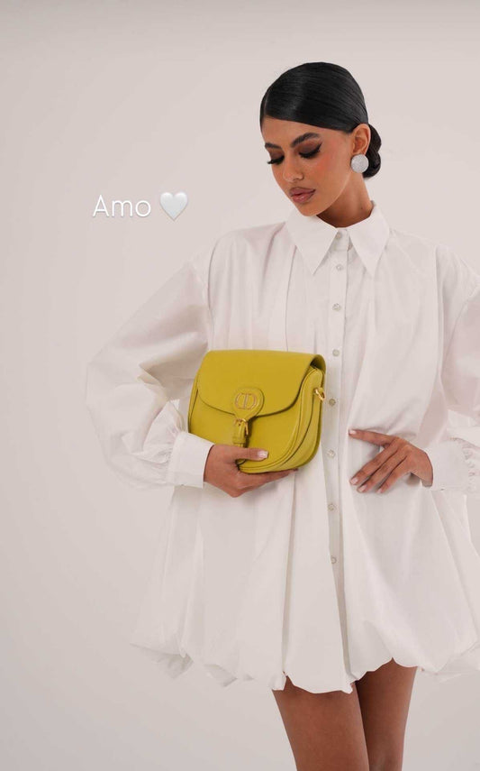 LUCIA / AMO fehér elegáns hagyma ruha - BELADY
