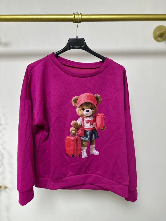 MACI pink maci / medve mintás pulóver - BELADY