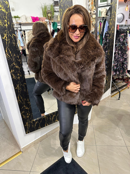 MADAM barna szőrme bunda kabát - BELADY