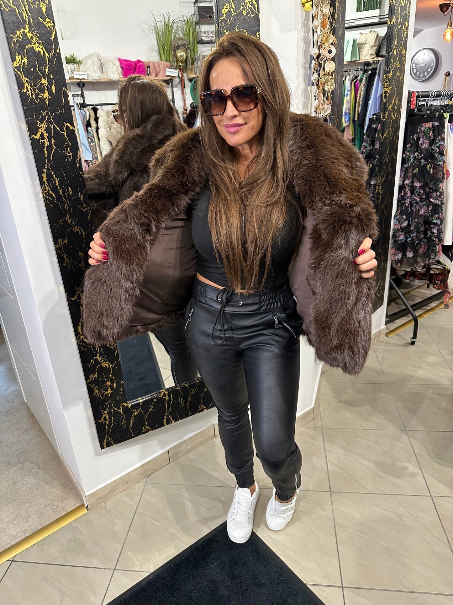 MADAM barna szőrme bunda kabát - BELADY