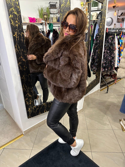 MADAM barna szőrme bunda kabát - BELADY