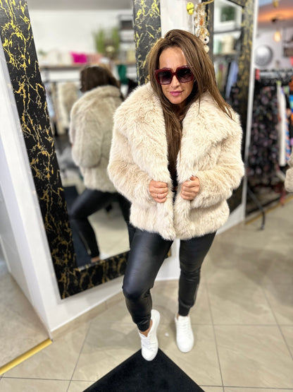 MADAM bézs szőrme bunda kabát - BELADY