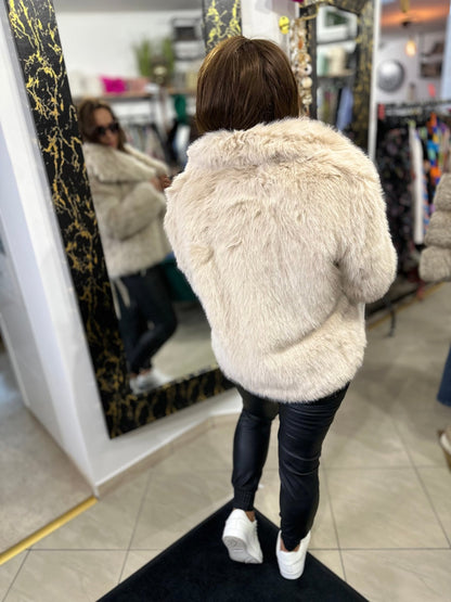 MADAM bézs szőrme bunda kabát - BELADY