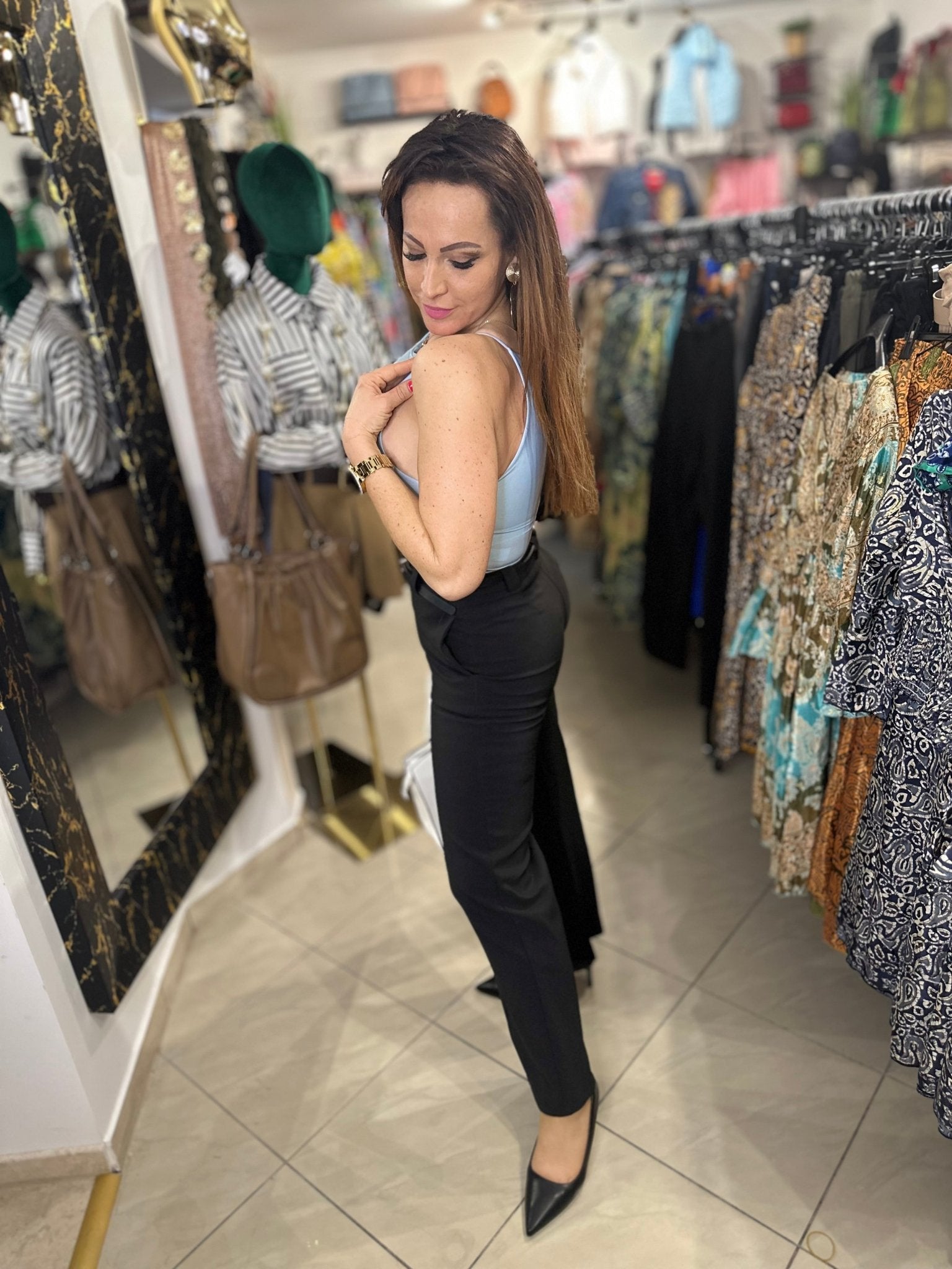 MILENA baba kék ujjatlan body / felső - BELADY