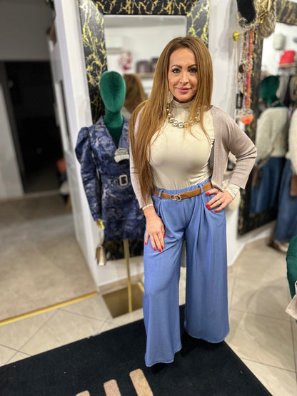 MILENA kék elasztikus nadrág övvel - BELADY