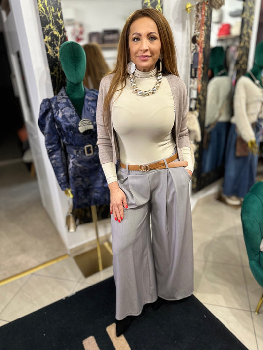 MILENA szürke elasztikus nadrág övvel - BELADY