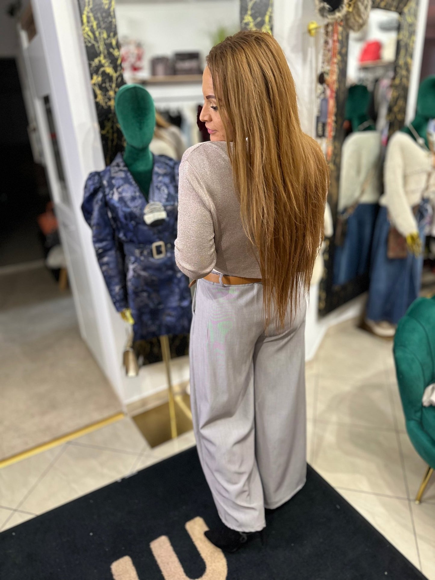 MILENA szürke elasztikus nadrág övvel - BELADY