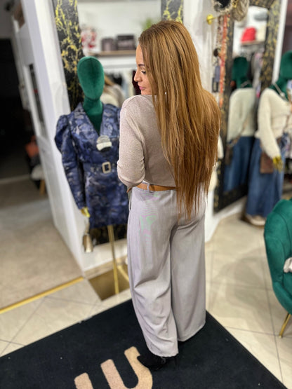 MILENA szürke elasztikus nadrág övvel - BELADY