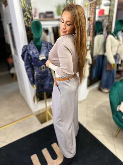 MILENA szürke elasztikus nadrág övvel - BELADY