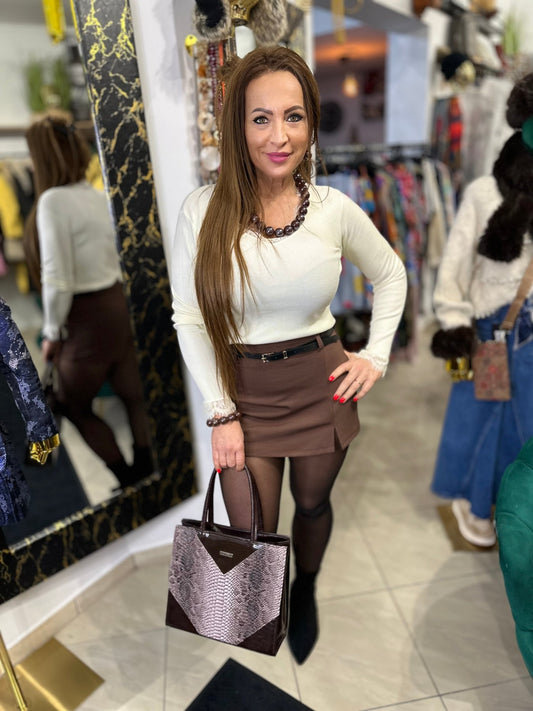 MIRINA hosszú bézs csipke felső - BELADY